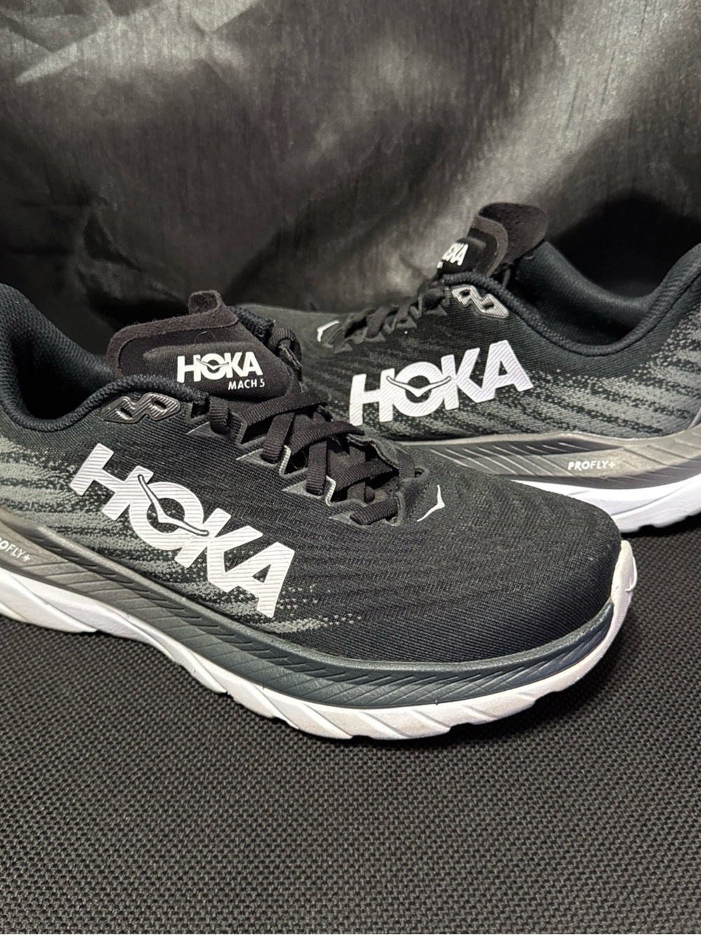 Hoka Mach 5 Athletic Black Running Shoes Womens Size 7.5D PROFLY+